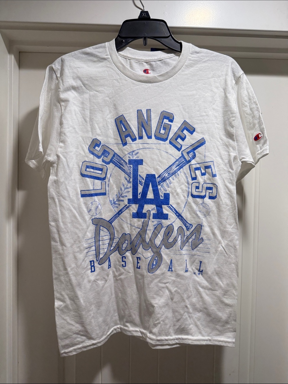 Champion White Los Angeles Dodgers Graphic Tee with Blue Logo - Picture 4 of 8